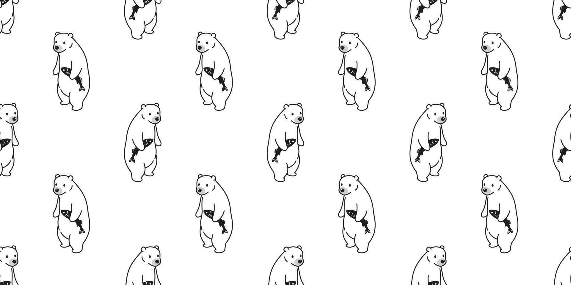 orso senza soluzione di continuità modello vettore polare orso pesce salmone isolato cartone animato sfondo sfondo