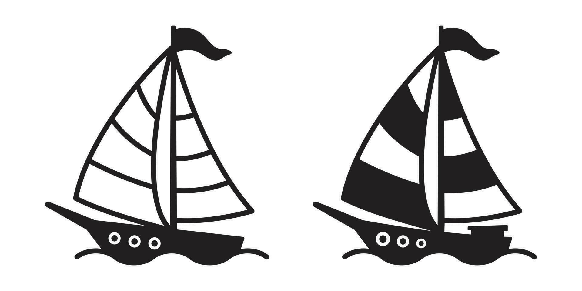 barca nave vettore logo icona simbolo pirata yacht barca a vela illustrazione grafico cartone animato