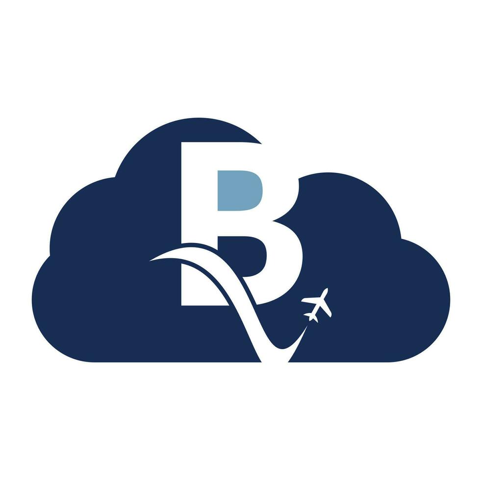 lettera B aria viaggio logo design modello. B lettera e aereo logo design icona vettore. vettore