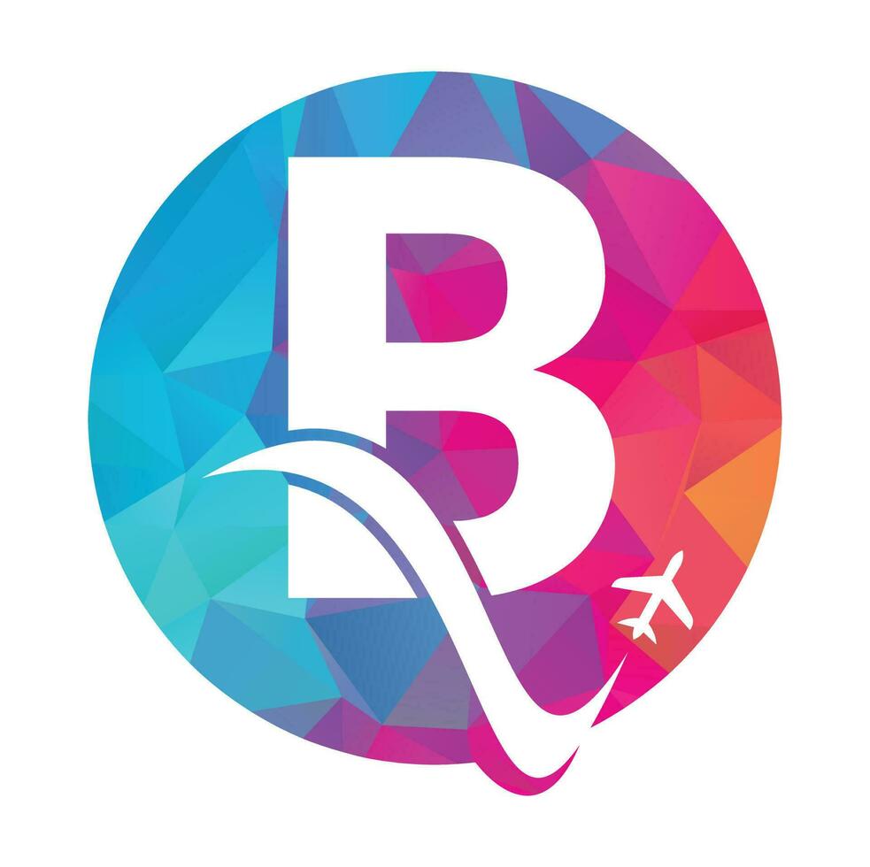 lettera B aria viaggio logo design modello. B lettera e aereo logo design icona vettore.. vettore