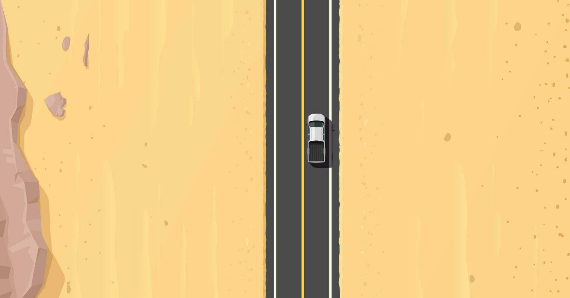camion auto su caldo deserto asfalto strada superiore Visualizza vettore