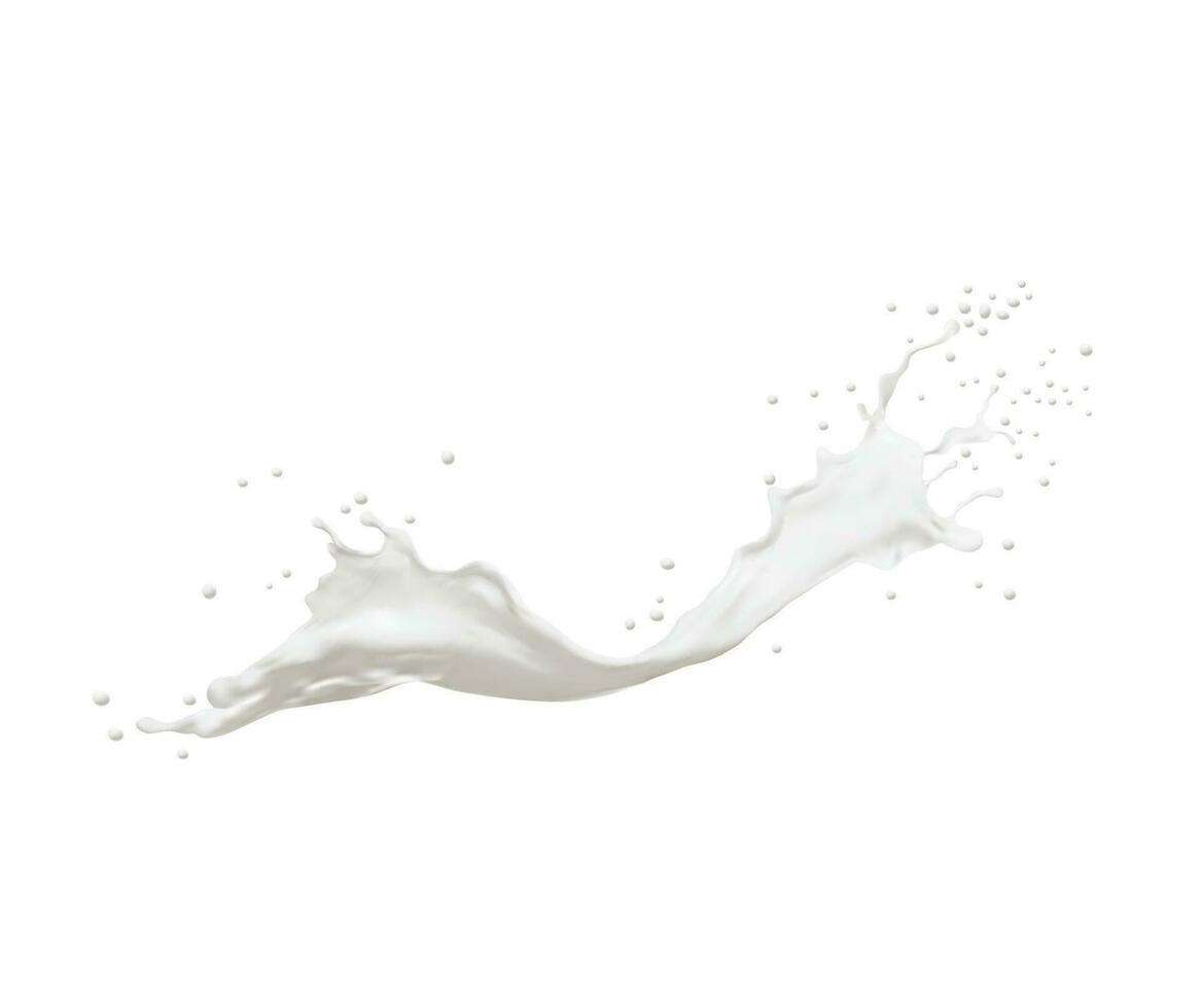 bianca latte spruzzo vortice, schizzare e gocce onda vettore