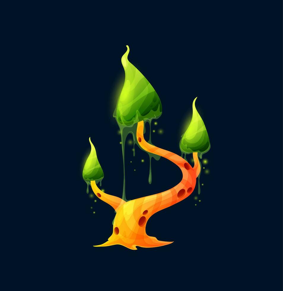 fantasia Magia cartone animato fungo con verde caps vettore