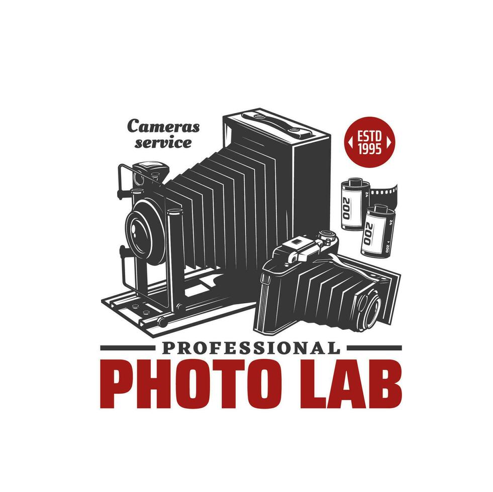 foto laboratorio icona, fotografia studio telecamera emblema vettore