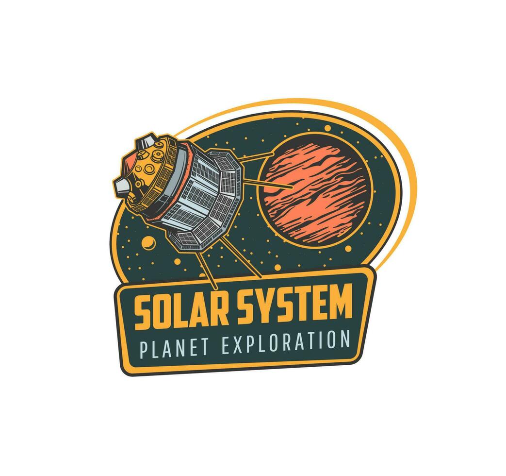 spazio Esplorare, solare sistema ricerca retrò icona vettore