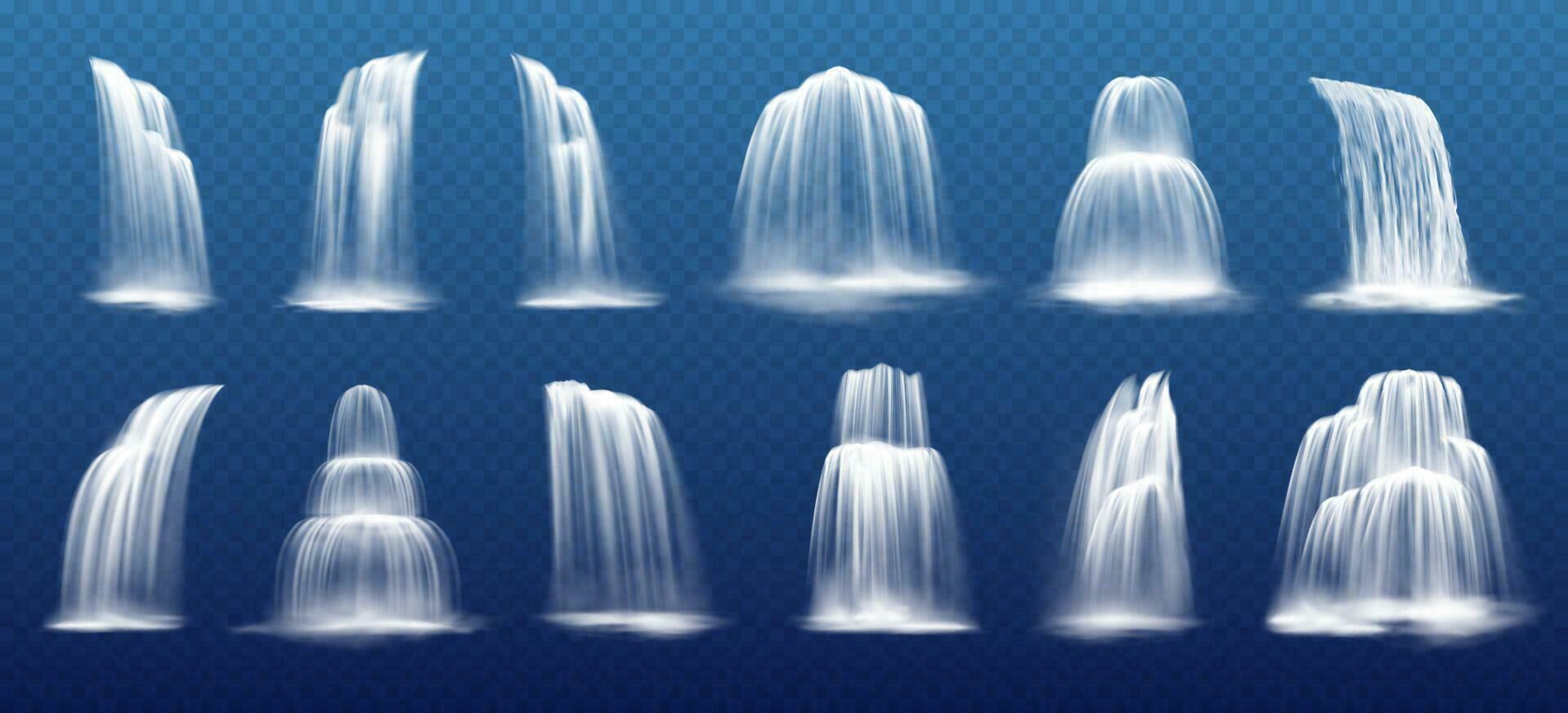 realistico cascata cascate, acqua autunno flussi vettore