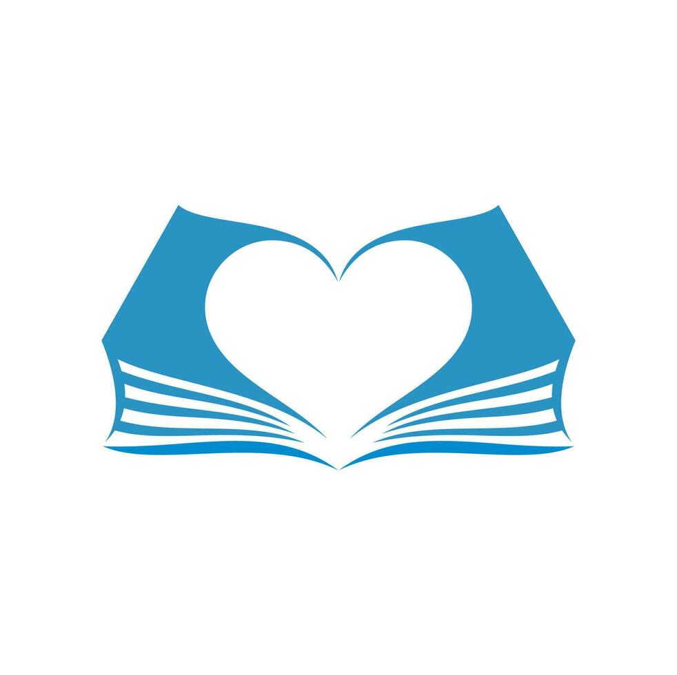libro icona, cuore su Aperto pagine, biblioteca libreria vettore