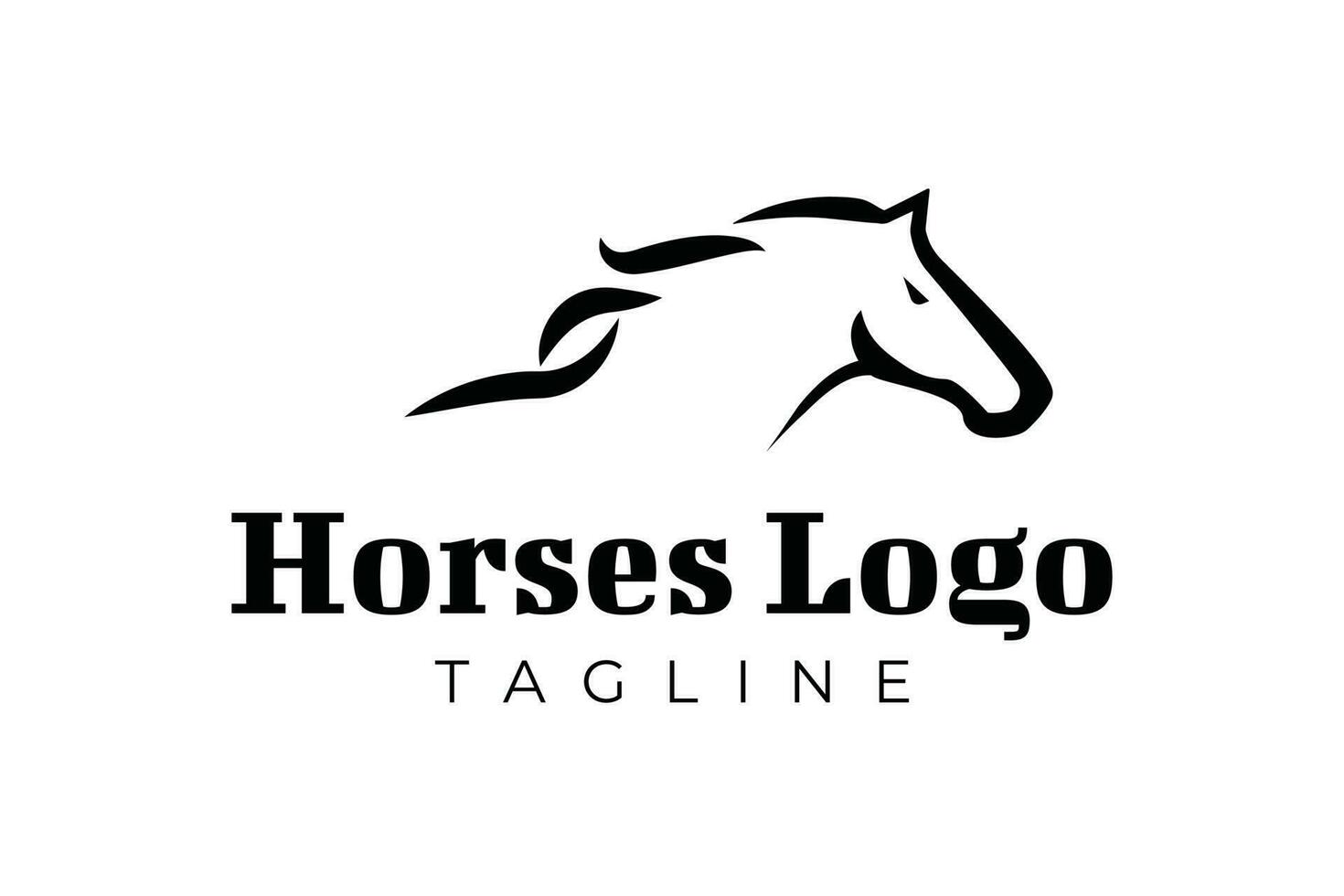 il forte potente nero cavallo logo design vettore