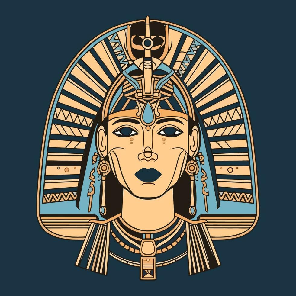 un' sbalorditivo disegnato a mano logo design illustrazione con il iconico egiziano Regina, cleopatra. Perfetto per un' lusso o bellezza marca vettore