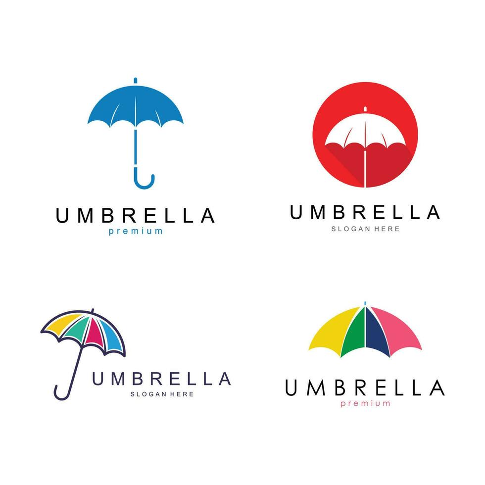 colorato ombrello logo modello con semplice concetto vettore