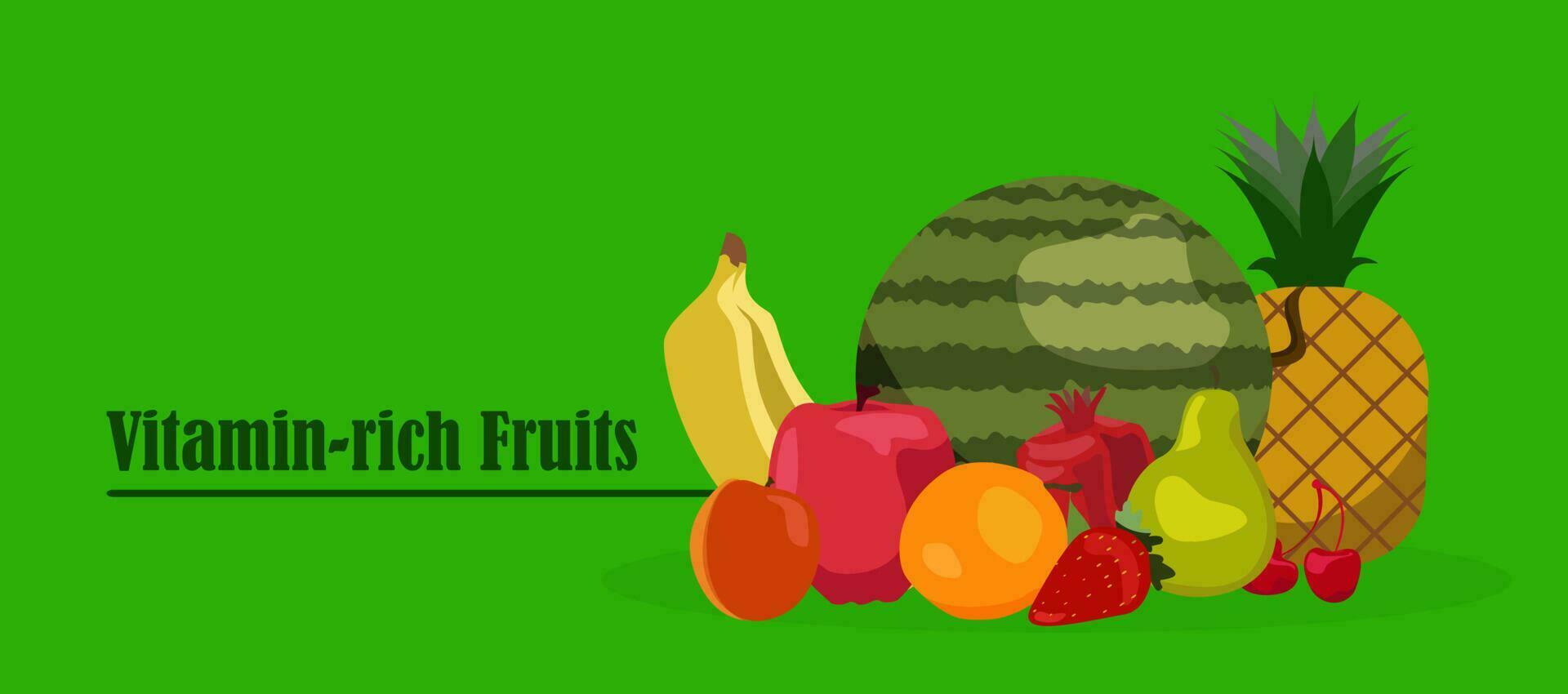 biologico salutare concetto con fresco frutta. vettore impostare. fragole, Banana, Melograno, ananas, mela, arancia, anguria albicocca Pera ciliegia estate