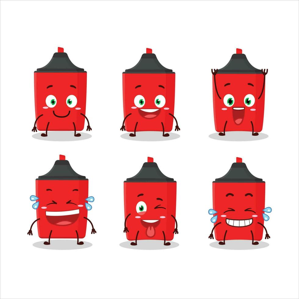cartone animato personaggio di rosso evidenziatore con Sorridi espressione vettore