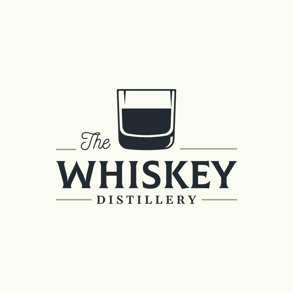 Vintage ▾ premio whisky logotipo etichetta con mano scritta. per bevande , Rum, pub, azienda. vettore
