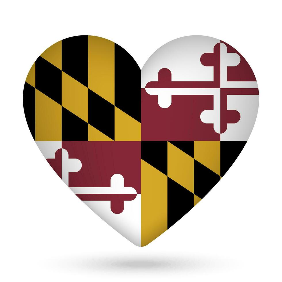 Maryland bandiera nel cuore forma. vettore illustrazione.