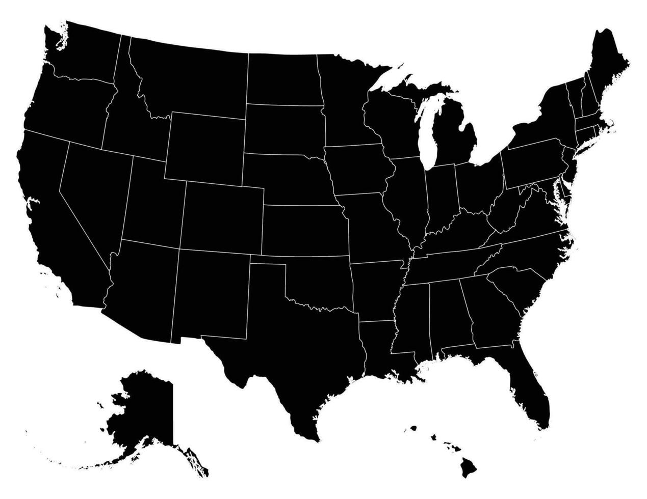 Stati Uniti d'America carta geografica con stati, unito stati di America carta geografica. isolato carta geografica di Stati Uniti d'America. vettore