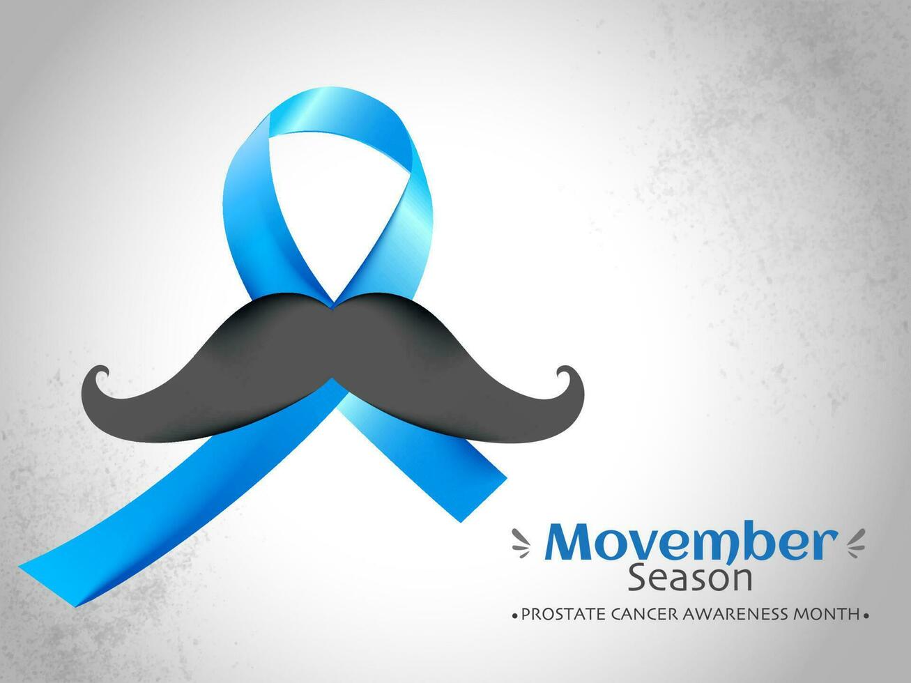 prostata cancro consapevolezza nastro con baffi illustrazione su bianca grunge sfondo per Movember stagione concetto. può essere Usato come bandiera o manifesto design. vettore