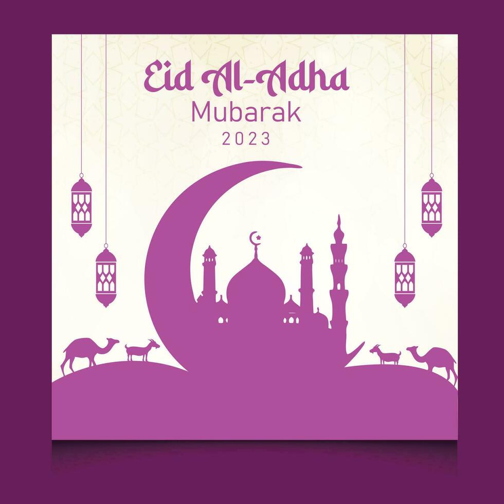 eid al adha 2023 mubarak sociale media modello vettore