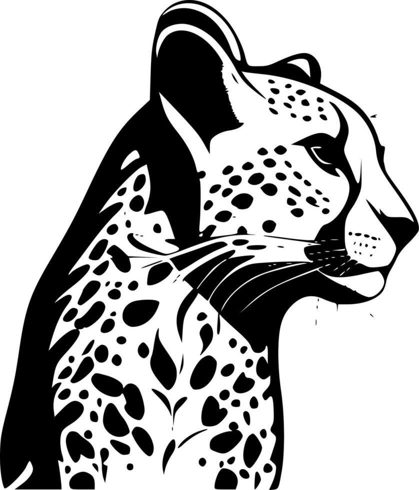 ghepardo Stampa - nero e bianca isolato icona - vettore illustrazione