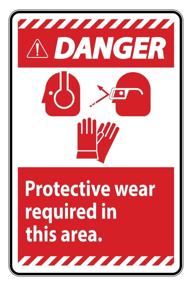 segnale di pericolo indossare dispositivi di protezione in quest'area con simboli ppe vettore
