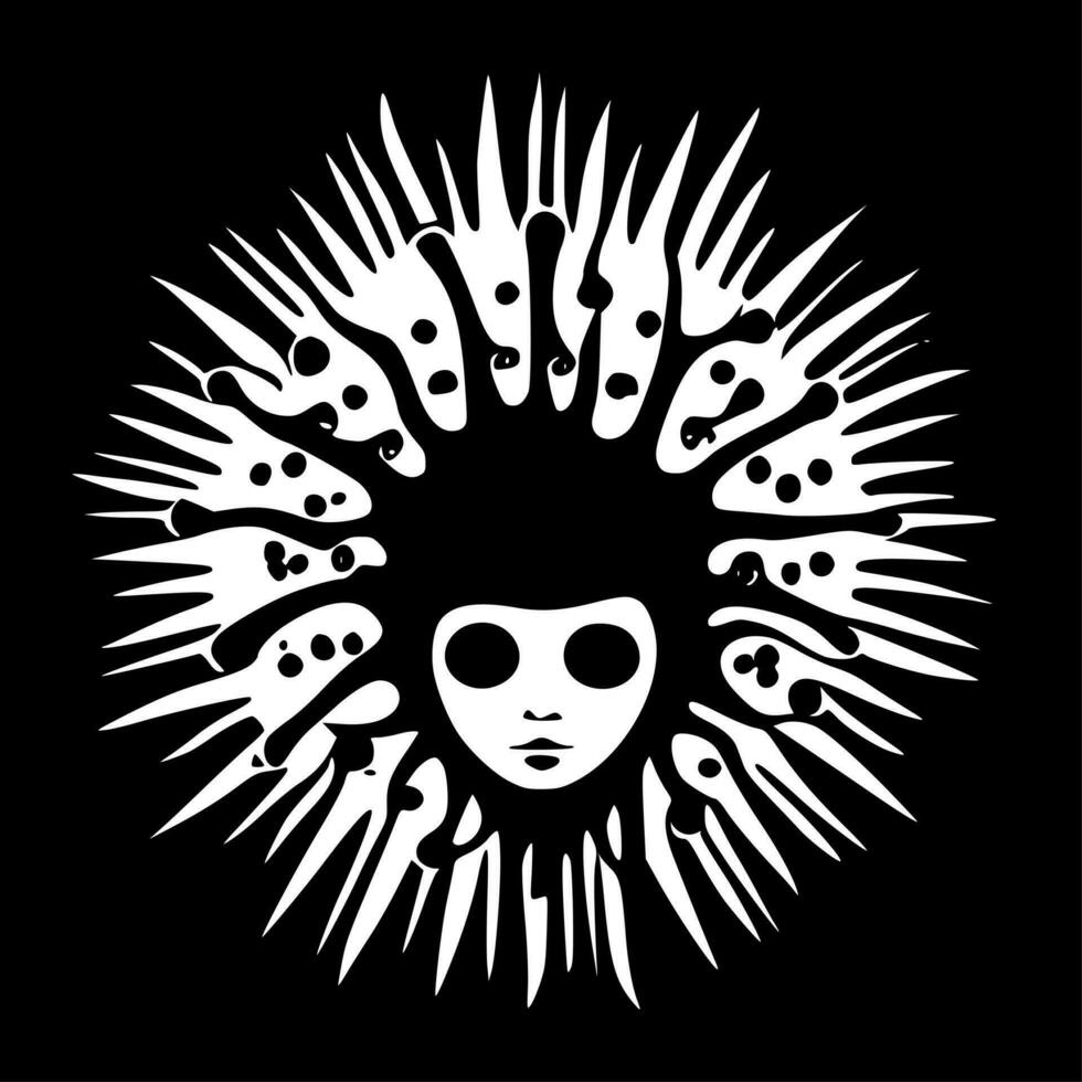 psichedelico - nero e bianca isolato icona - vettore illustrazione