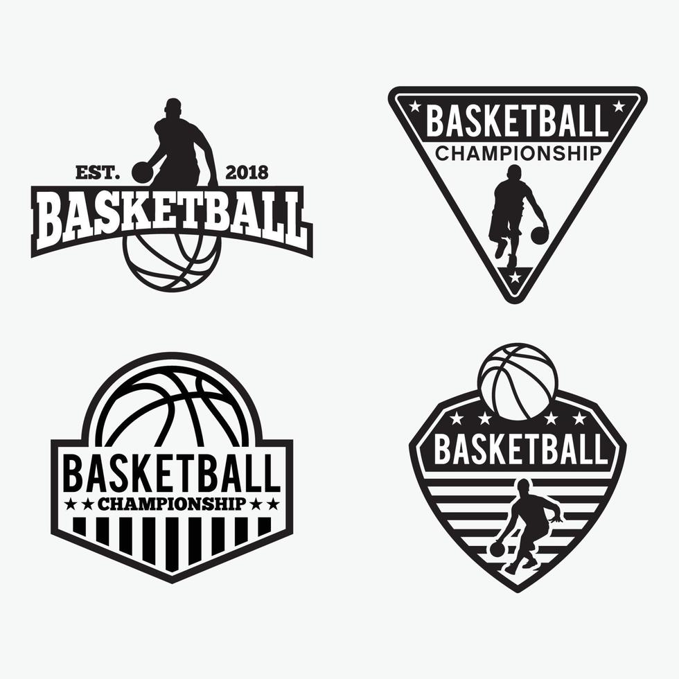 distintivi di pallacanestro loghi modelli di disegno vettoriale impostati