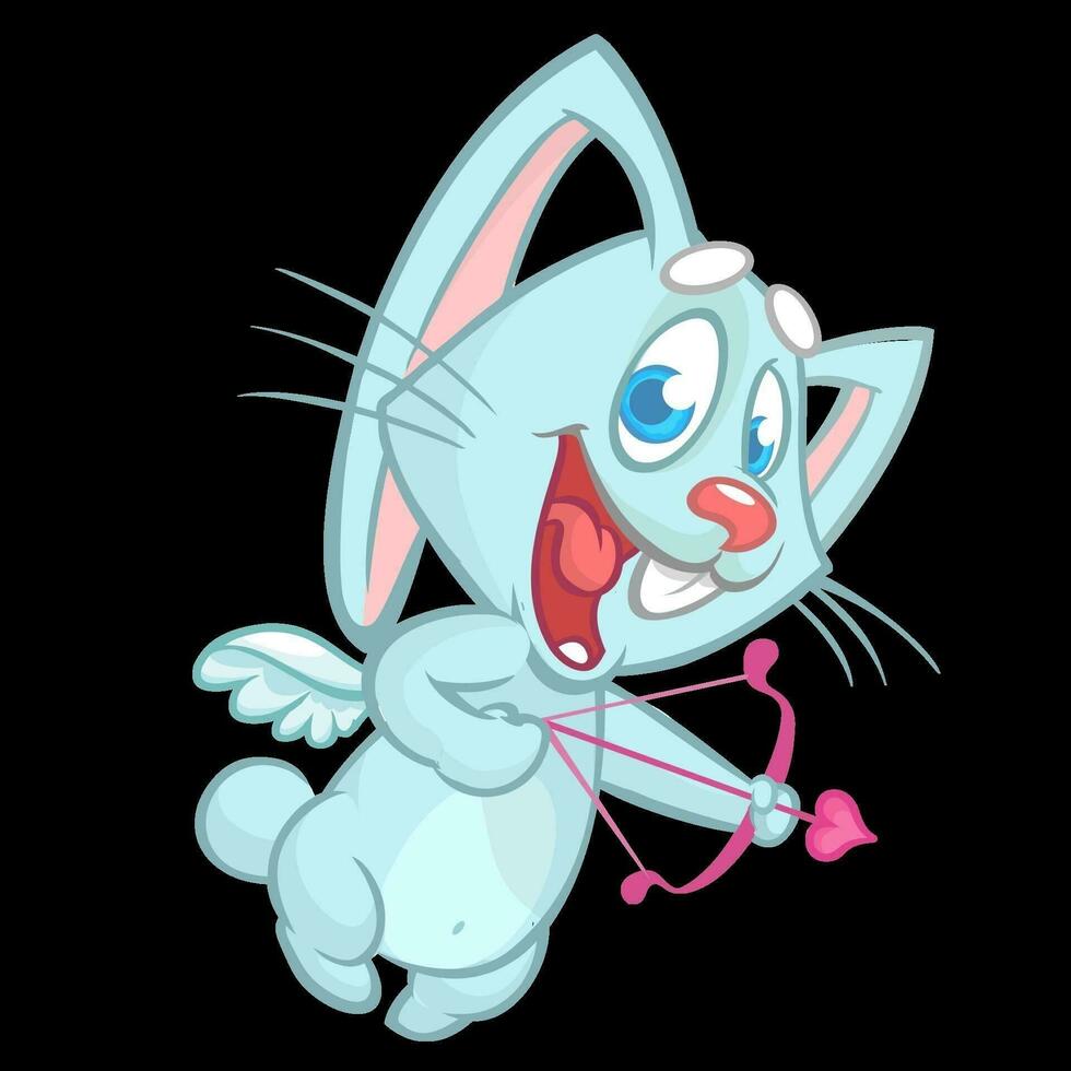divertente Cupido coniglietto coniglio con arco e freccia. illustrazione di un' San Valentino giorno. vettore. isolato su rosa sfondo vettore