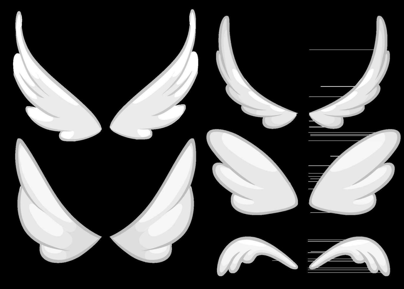 mano disegnato angelo, Fata o uccello Ali impostare. delineato disegno elementi isolato su bianca sfondo. vettore illustrazione.