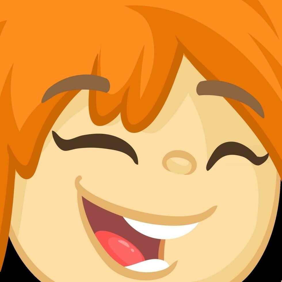 cartone animato carino rosso capelli ragazza viso avatar. vettore ragazza illustrazione isolato