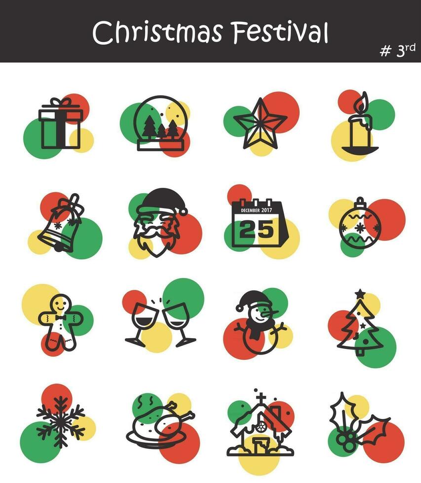 Natale Festival icona impostato 3 . vettore