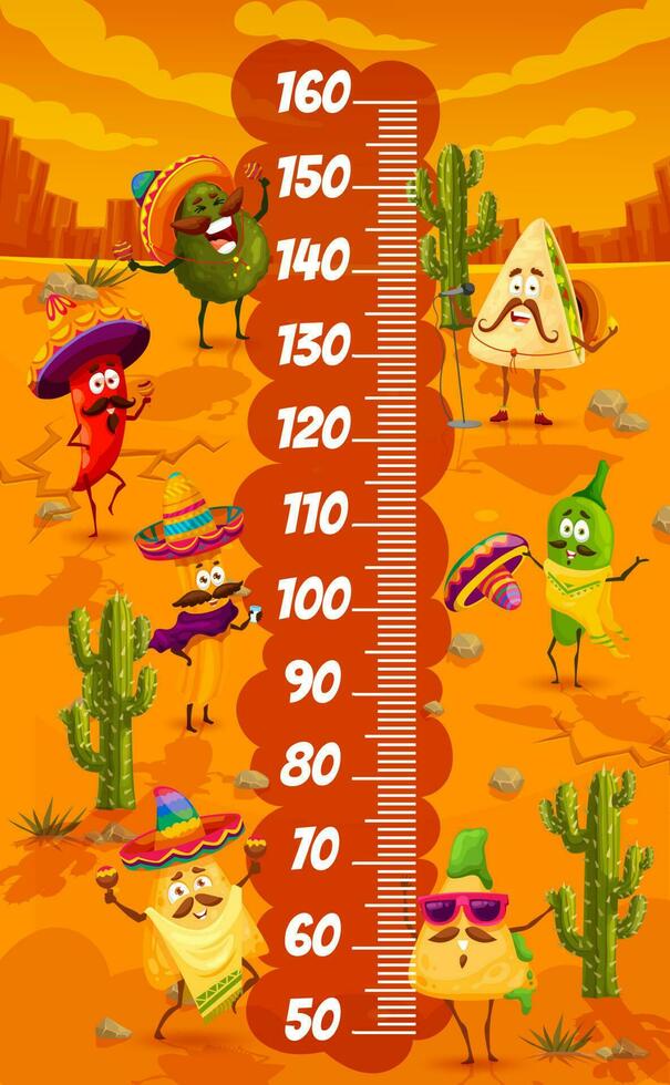messicano cibo personaggi su bambini altezza grafico vettore