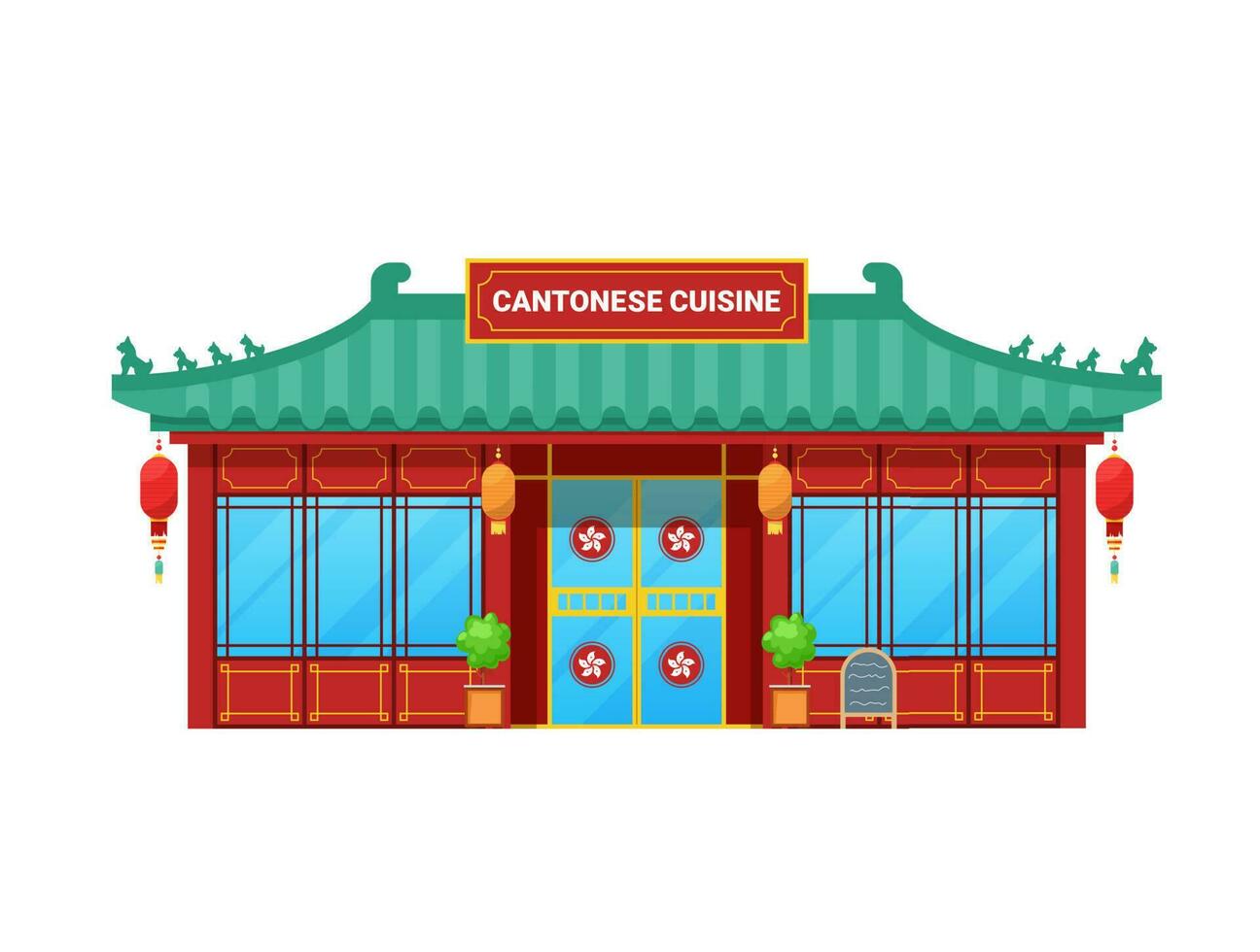 cantonese cucina ristorante costruzione, asiatico bar vettore