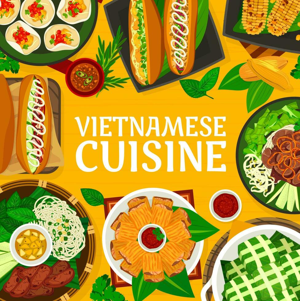 vietnamita cucina ristorante cibo menù copertina vettore