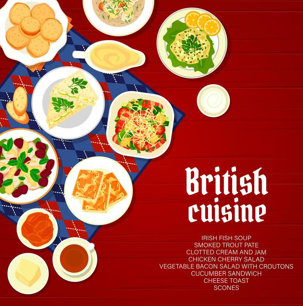 Britannico cibo ristorante menù copertina modello vettore