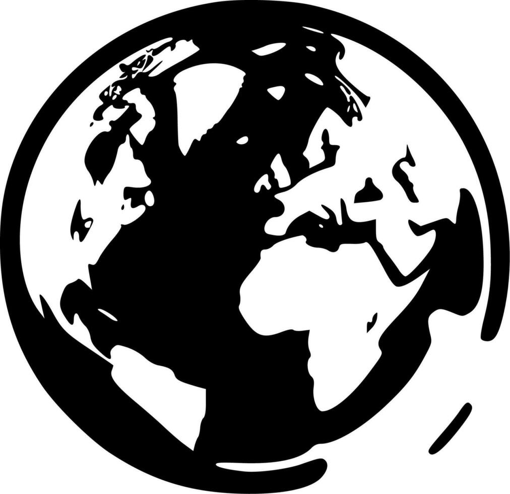 terra - nero e bianca isolato icona - vettore illustrazione
