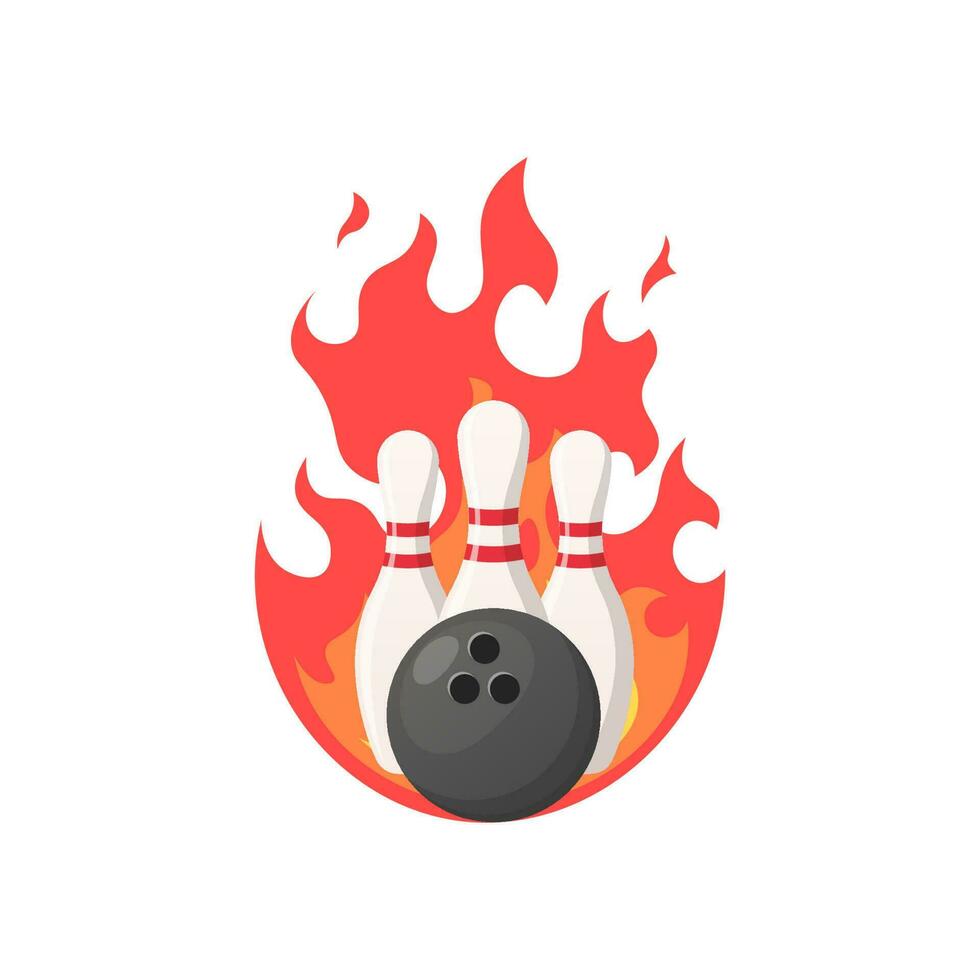 bowling palla su fuoco vettore isolato