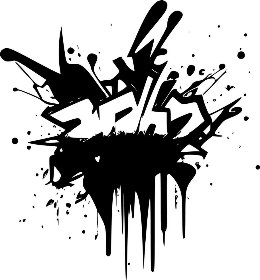 graffiti - nero e bianca isolato icona - vettore illustrazione