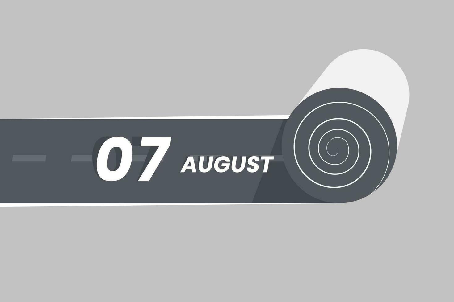 agosto 7 calendario icona rotolamento dentro il strada. 7 agosto Data mese icona vettore illustratore.