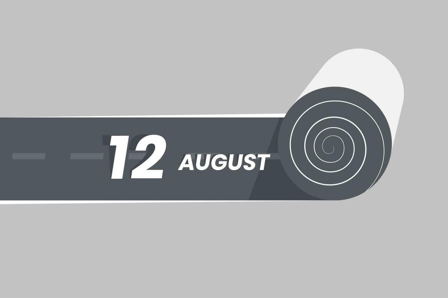 agosto 12 calendario icona rotolamento dentro il strada. 12 agosto Data mese icona vettore illustratore.