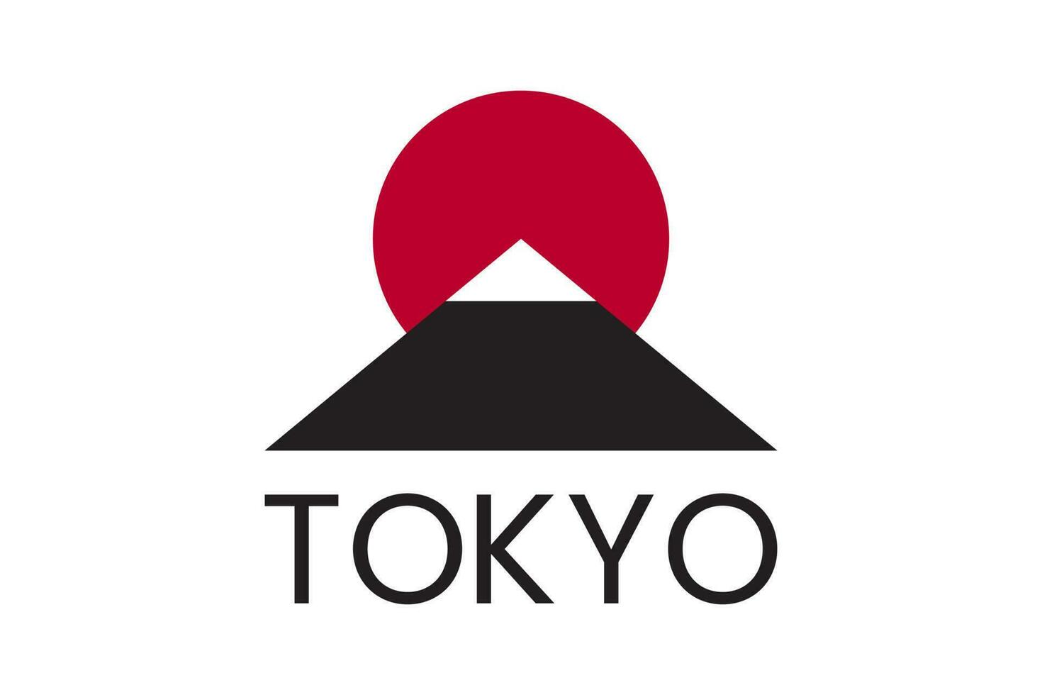 Giappone città tokyo logo con crescente sole simbolo. vettore