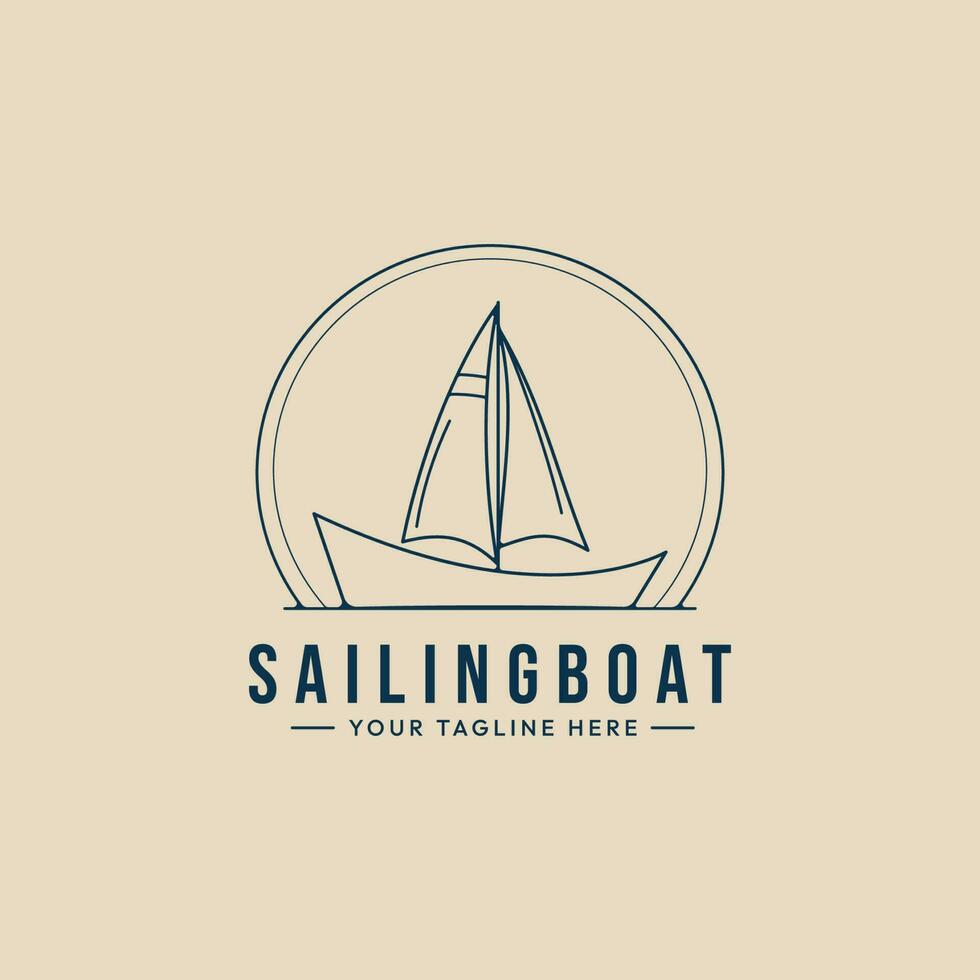 andare in barca nave linea arte logo minimalista, barca logo semplice vettore illustrazione design