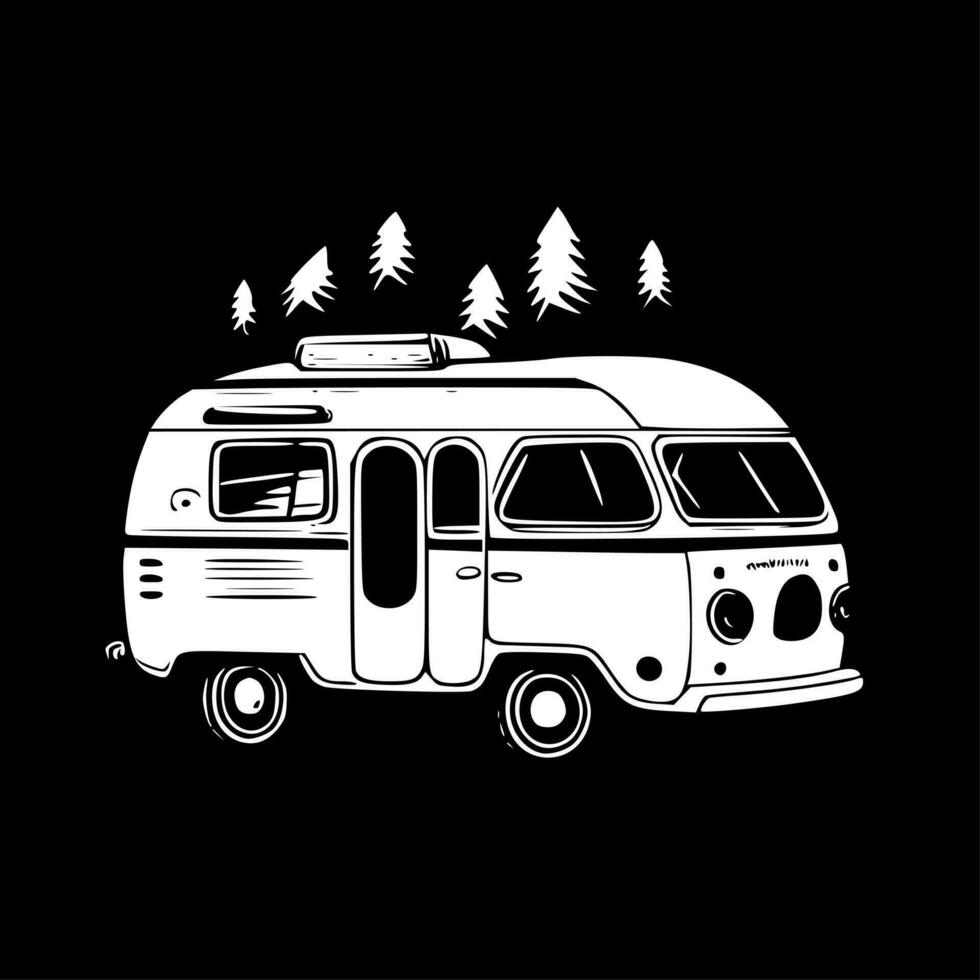 camper, minimalista e semplice silhouette - vettore illustrazione