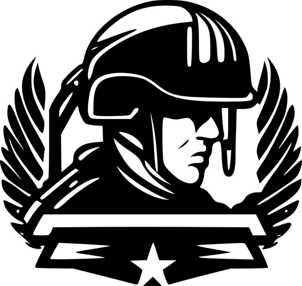 militare, nero e bianca vettore illustrazione