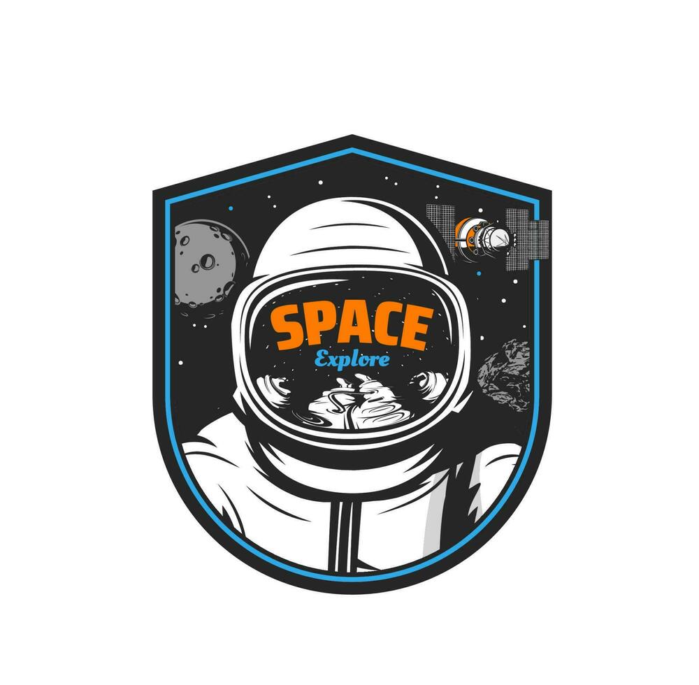 astronauta nel spazio, pianeta, stelle, satellitare vettore