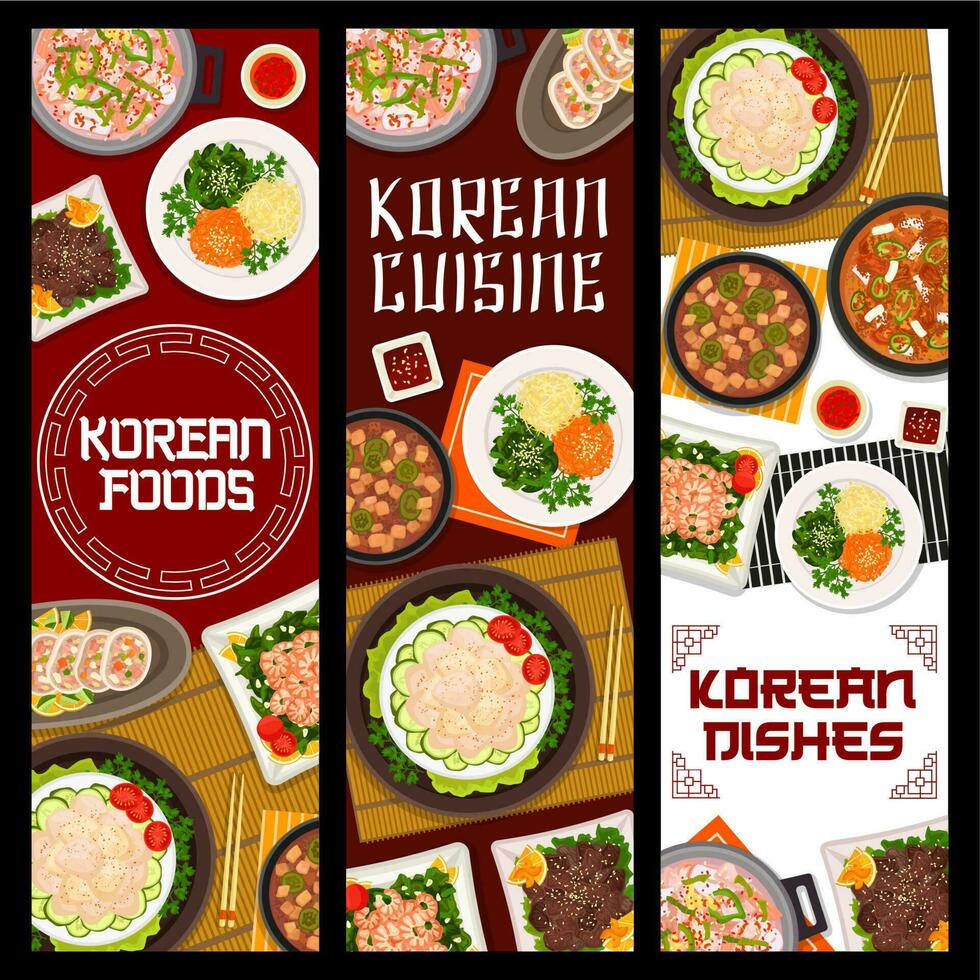 coreano cucina ristorante piatti vettore manifesto