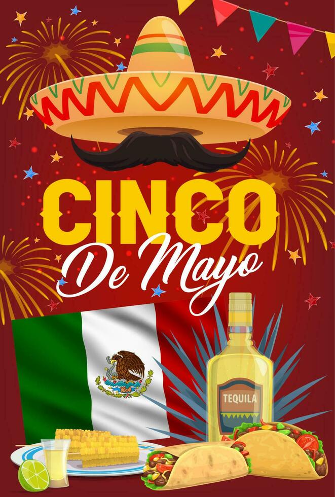 cinco de mayo vettore manifesto con messicano sombrero