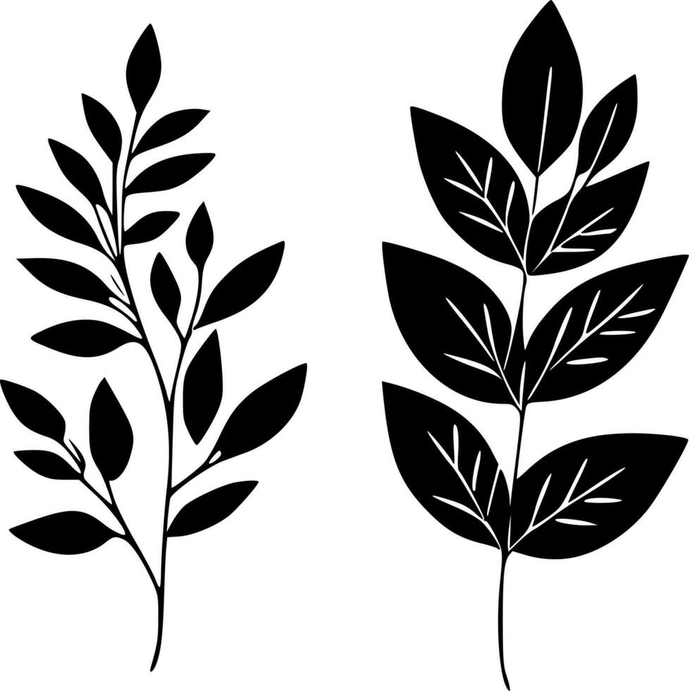 foglie, minimalista e semplice silhouette - vettore illustrazione