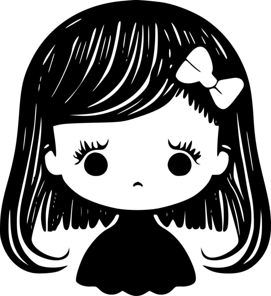 bambino ragazza, nero e bianca vettore illustrazione