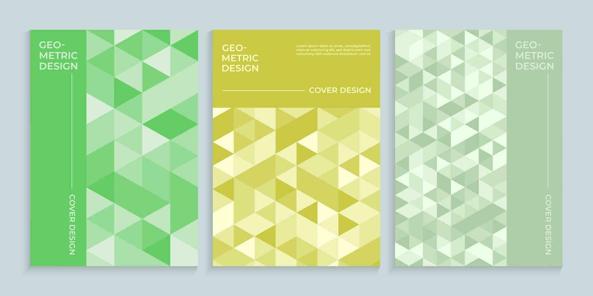 pendenza verde libro copertina con geometrico disegno, minimo verde copertina design impostato vettore