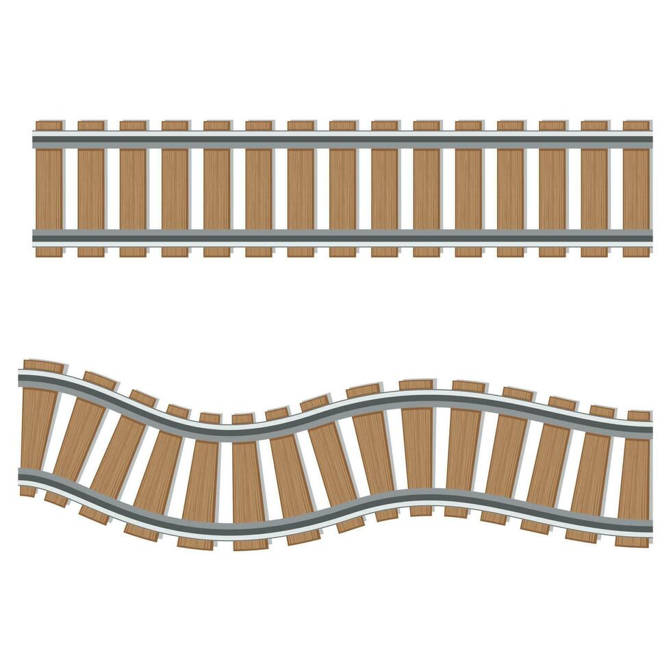 un' impostato di ferrovia brani. isolato vettore elementi di un' ferrovia, rotaie di ferrovia itinerari