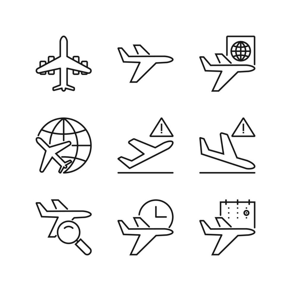 modificabile impostato icona di aeroporto, vettore illustrazione isolato su bianca sfondo. utilizzando per presentazione, sito web o mobile App